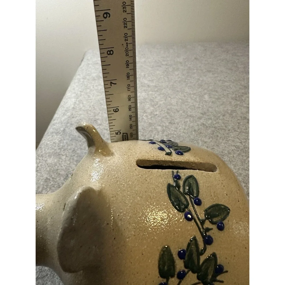 Salmon Falls Stoneware Piggy Bank Blueberry Vines 1998 VINTAGE Dover, NH